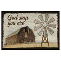 God Says You Are Canvas Wall Art, Farmhouse Windmill Christian Wall Decor - Religious Wall Decor