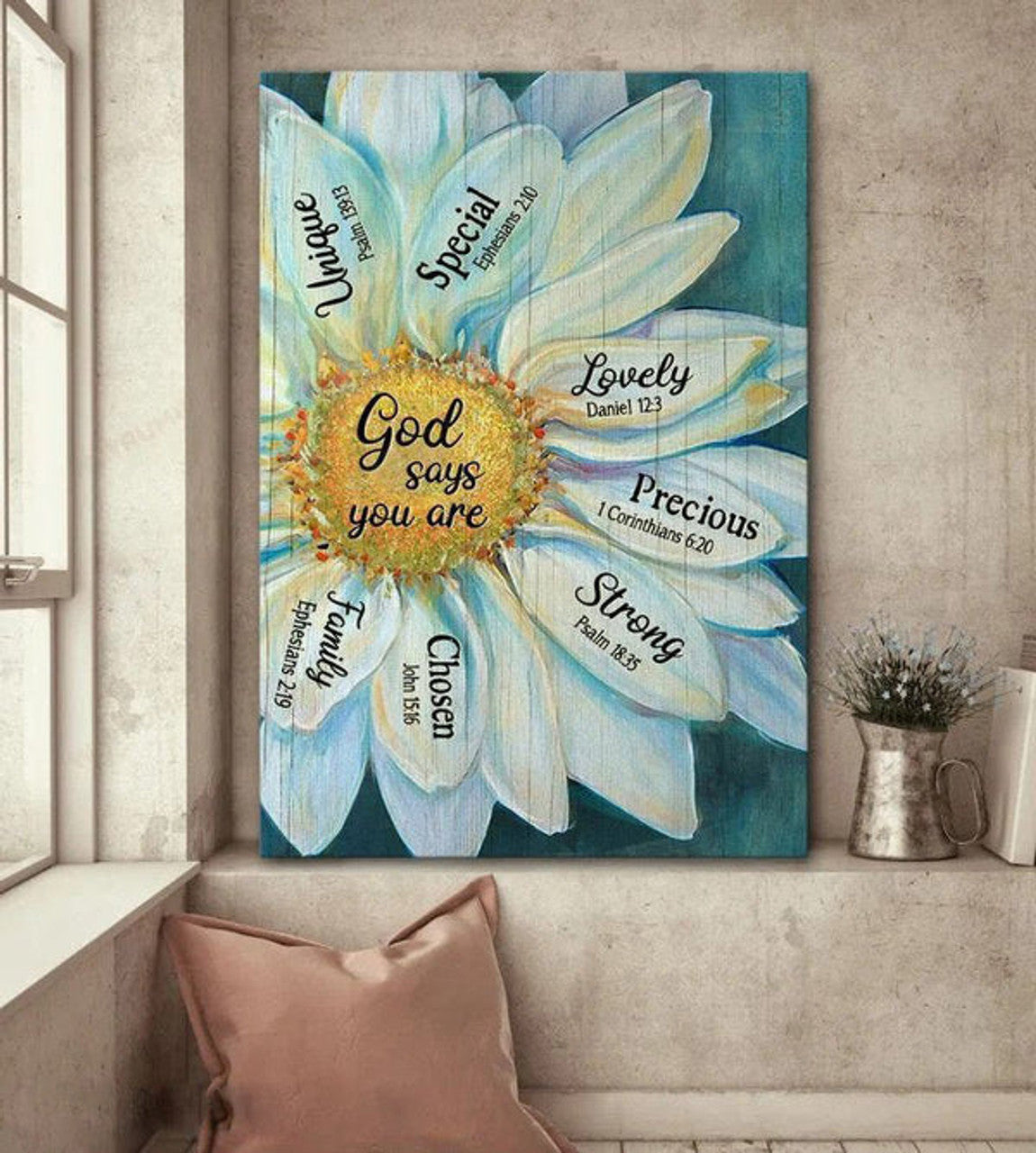 God Says You Are Daisy Canvas Posters - Christian Wall Posters - Religious Wall Decor