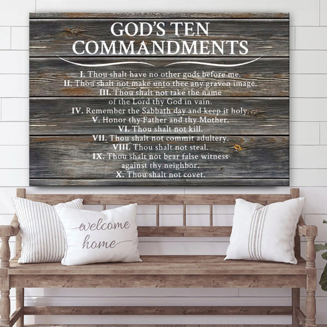 God's Ten Commandments Wall Art Canvas - Christian Wall Posters 