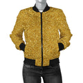 FUNSTUFFPRINT Gold Glitter Star Print Pattern Women Casual 3D Bomber Jacket