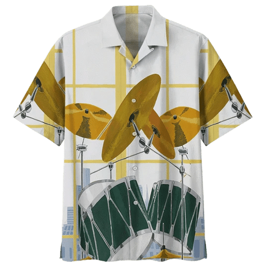 Gold Drum Background Hawaiian Shirt for Men, women