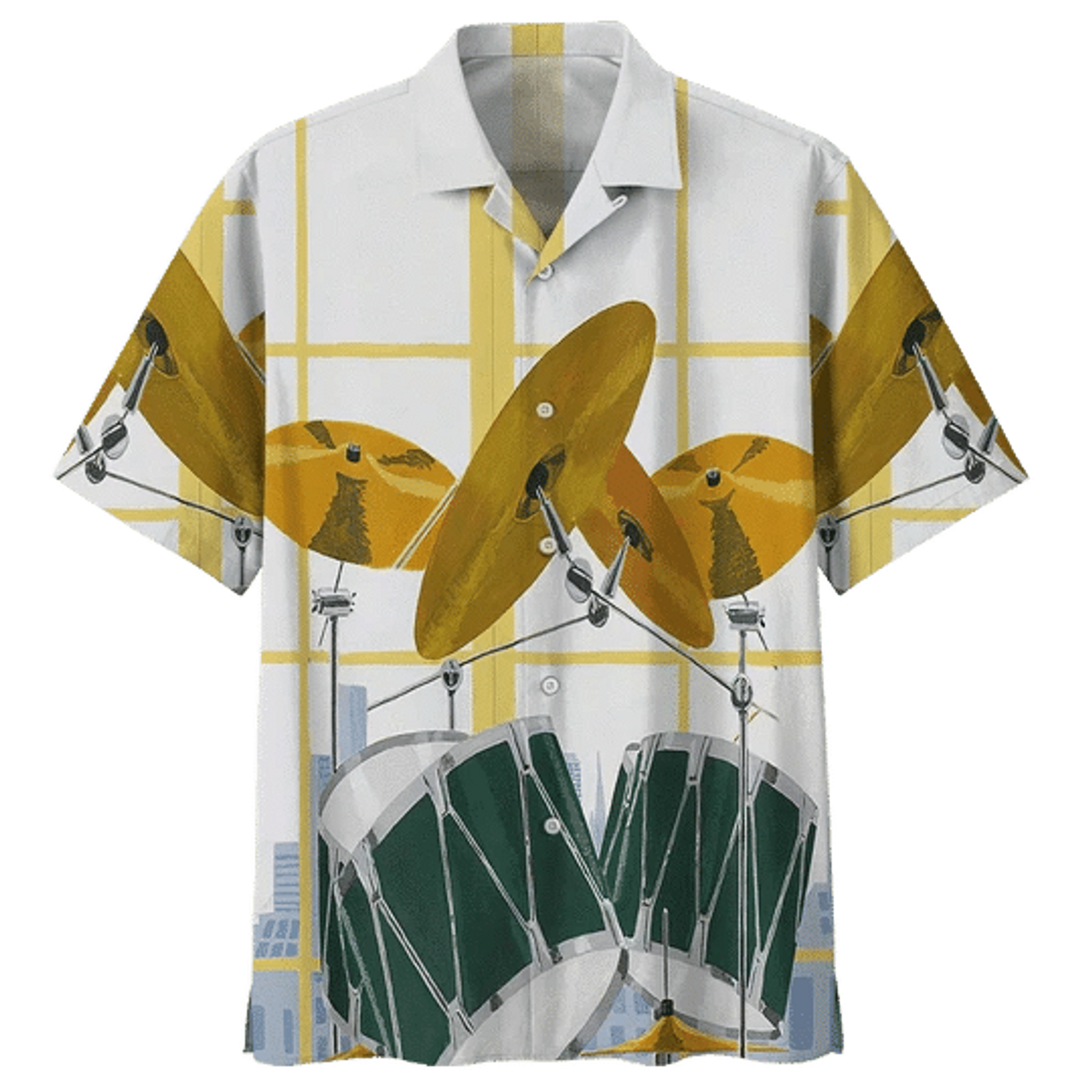 Gold Drum Background Hawaiian Shirt for Men, women