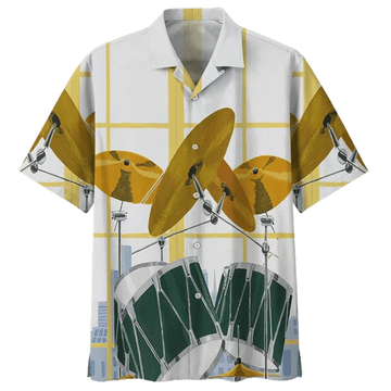 Gold Drum Background Hawaiian Shirt for Men, women