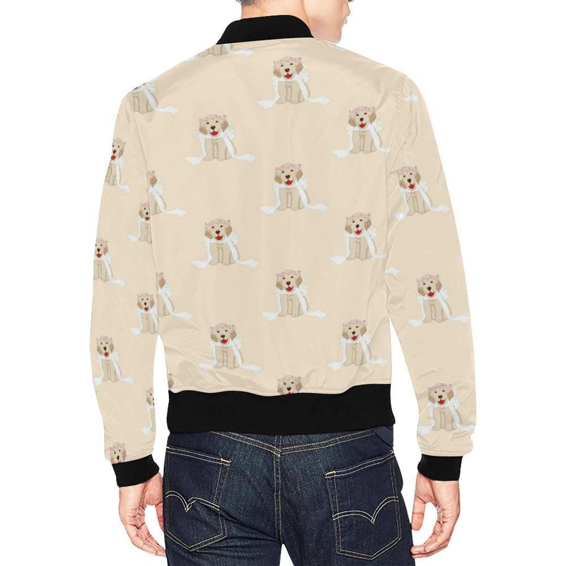FUNSTUFFPRINT Golden Retriever Pattern Print Mens 3D Bomber Jacket