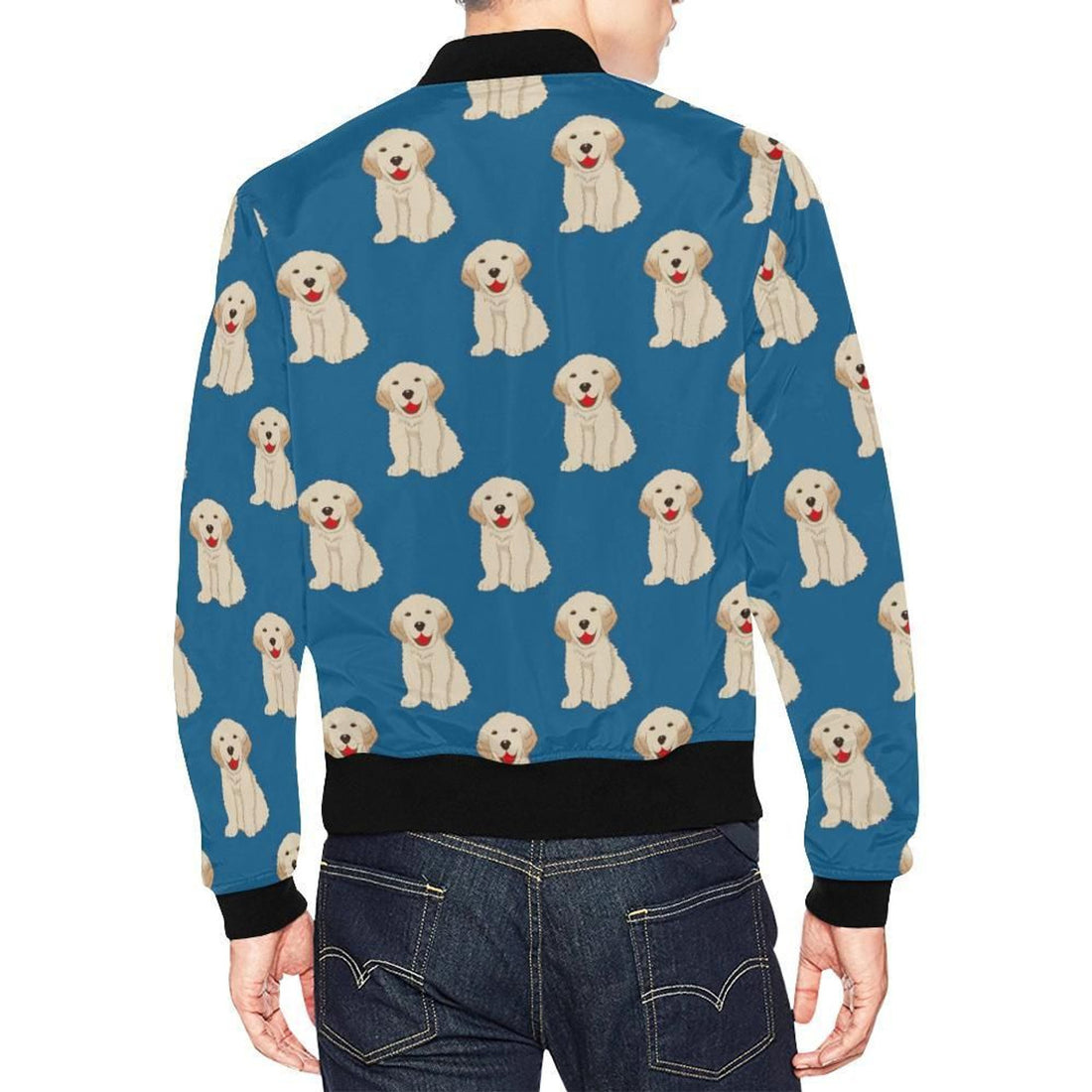 FUNSTUFFPRINT Golden Retriever Print Pattern Mens 3D Bomber Jacket