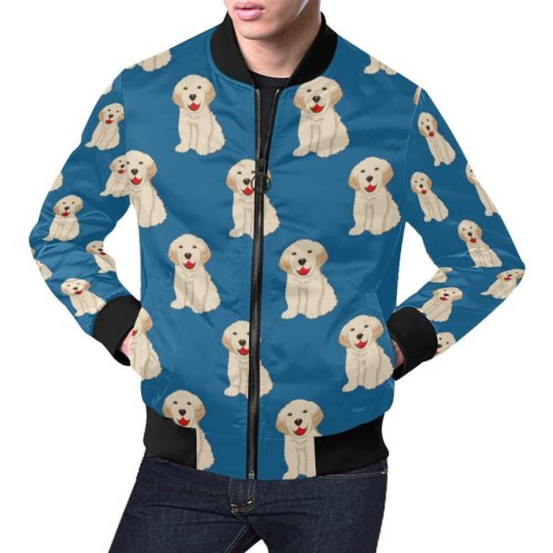 FUNSTUFFPRINT Golden Retriever Print Pattern Men's 3D Bomber Jacket