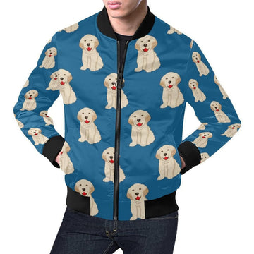 FUNSTUFFPRINT Golden Retriever Print Pattern Mens 3D Bomber Jacket