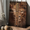 Golden Crown Lion King Cross Faith Over Fear Canvas Posters - Christian Wall Posters - Religious Wall Decor
