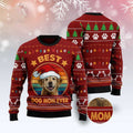 FUNSTUFFPRINT Golden Retriever Best Dog Mom Ever Ugly Christmas Sweater, Dog Ugly Christmas Sweater, Ugly Dog Sweaters Ugly  Sweater