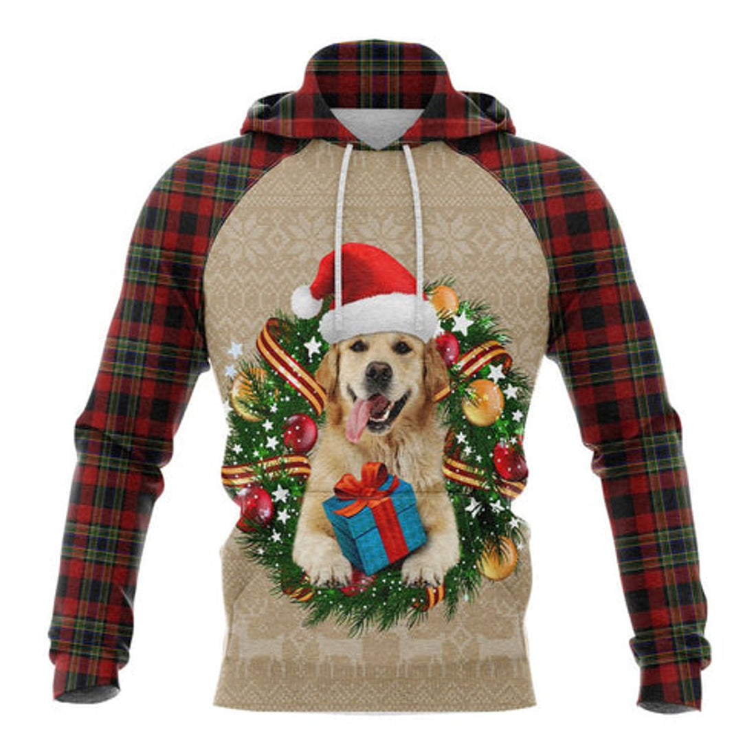 FUNSTUFFPRINT 3D Golden Retriever Christmas Awesome All Over 3D Hoodie and Zip Hoodie