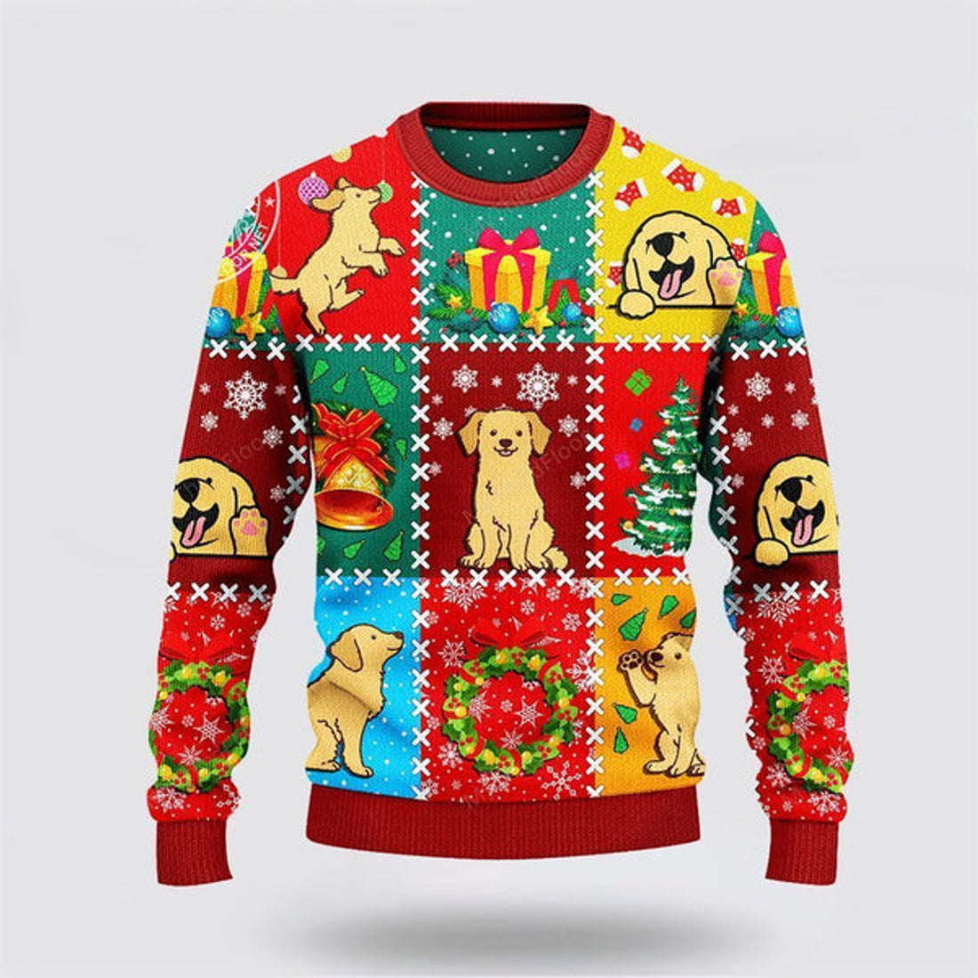 FUNSTUFFPRINT Golden Retriever Dog Lovers Christmas Wishes All Over Ugly Christmas Sweater For Men And Women, Gift For Christmas, Best Winter Christmas Outfit Ugly Sweater