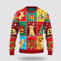 FUNSTUFFPRINT Golden Retriever Dog Lovers Christmas Wishes All Over Ugly Christmas Sweater For Men And Women, Gift For Christmas, Best Winter Christmas Outfit Ugly Sweater