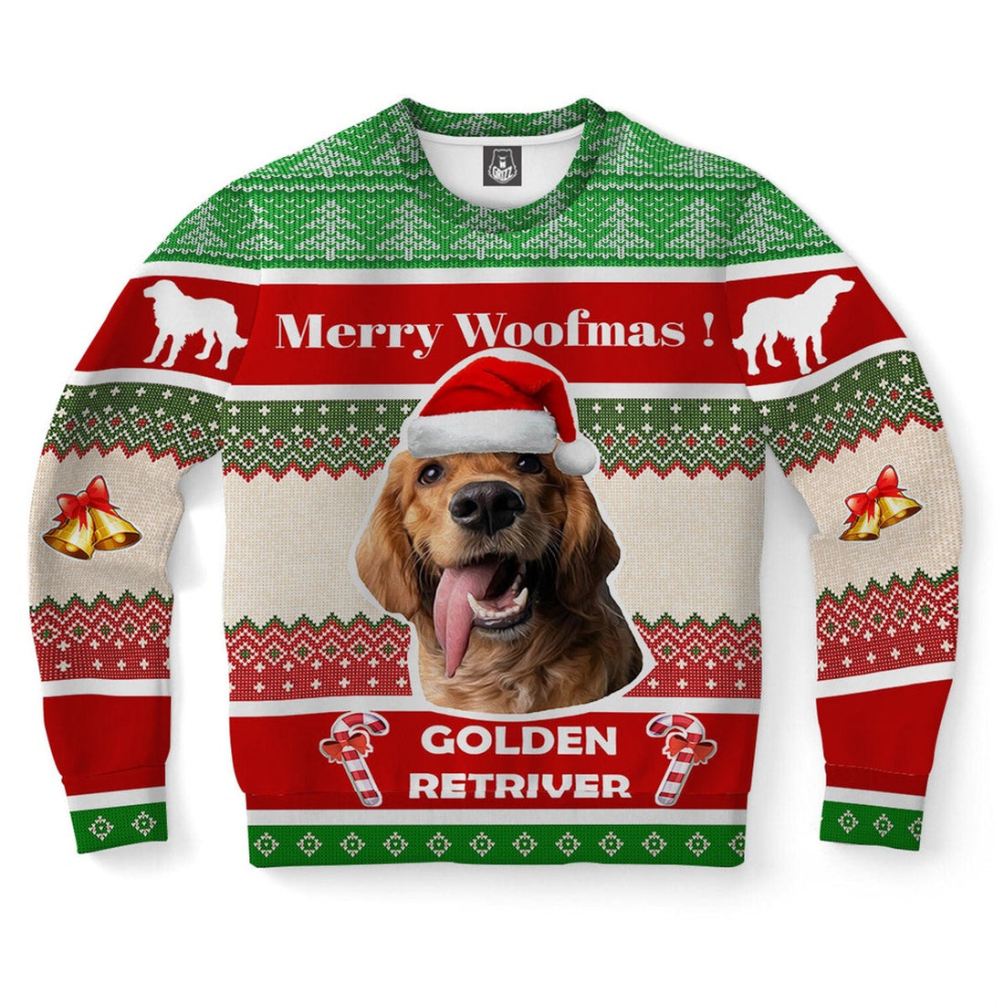 FUNSTUFFPRINT Golden Retriever Dog Ugly Christmas Sweater, Christmas Sweater, Ugly Sweater, Funny Xmas Sweaters Ugly Sweater