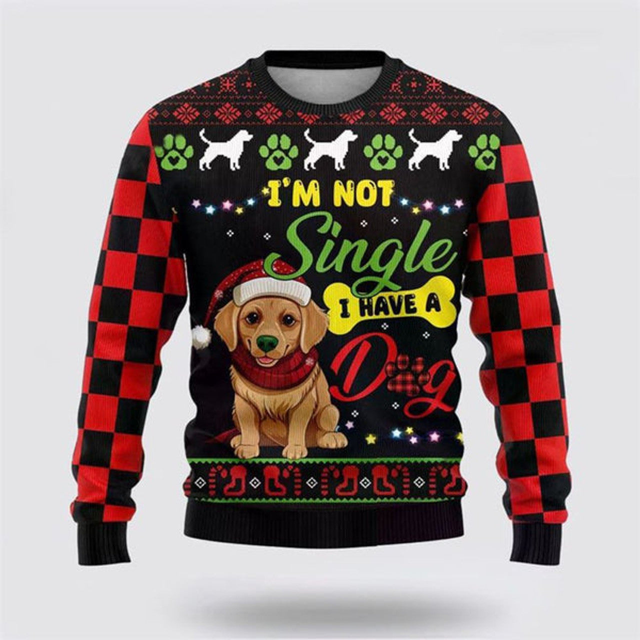 FUNSTUFFPRINT Golden Retriever Dog Ugly Christmas Sweater For Men And Women, Gift For Christmas, Best Winter Christmas Outfit Ugly Sweater