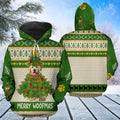 FUNSTUFFPRINT 3D Golden Retriever Merry Woofmas All Over 3D Hoodie and Zip Hoodie