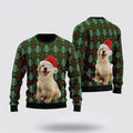 FUNSTUFFPRINT Golden Retriever Puppy Wears Santa Hat Ugly Christmas Sweater For Men And Women, Gift For Christmas, Best Winter Christmas Outfit Ugly Sweater