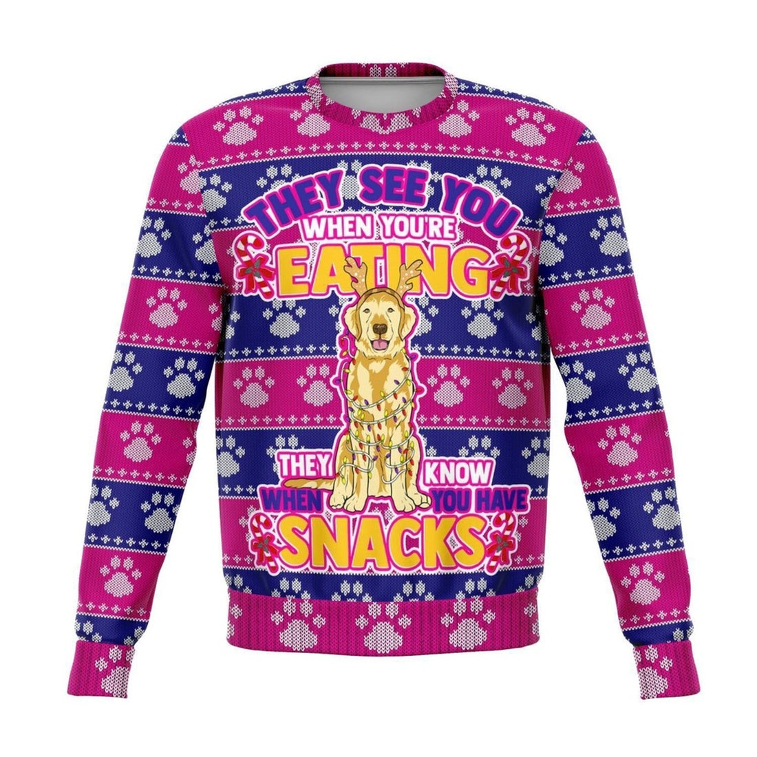 FUNSTUFFPRINT Golden Retriever They Know When You Have Snacks Christmas Ugly Sweater, Christmas Sweater, Ugly Sweater, Funny Xmas Sweaters Ugly Sweater