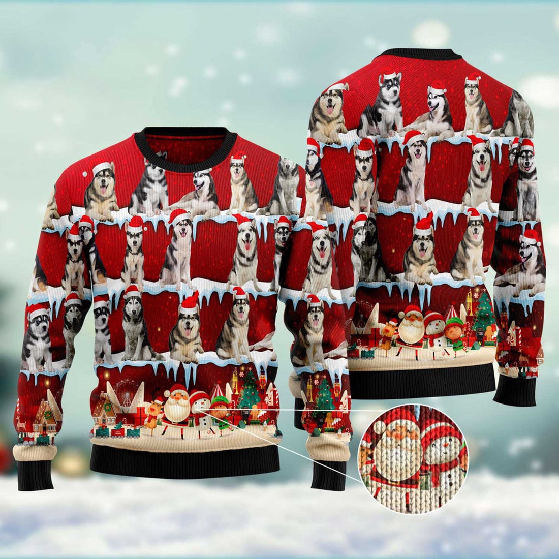 FUNSTUFFPRINT Golden Retriever Ugly Christmas Sweater, Christmas Sweater, Ugly Sweater, Funny Xmas Sweaters Ugly Sweater