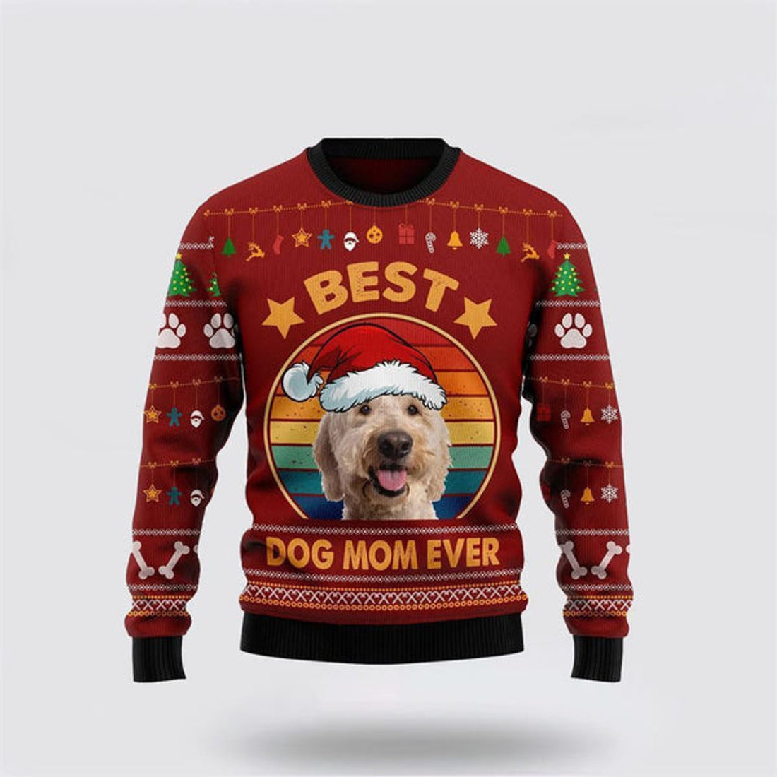 FUNSTUFFPRINT Goldendoodle Best Dog Mom Ever Ugly Christmas Sweater For Men And Women, Gift For Christmas, Best Winter Christmas Outfit Ugly Sweater