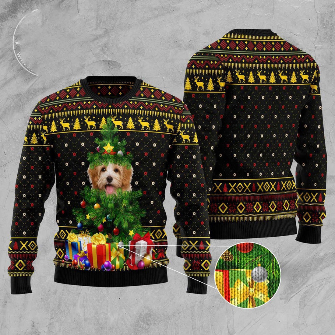 FUNSTUFFPRINT Goldendoodle Pine Ugly Christmas Sweater, Christmas Sweater, Ugly Sweater, Funny Xmas Sweaters Ugly Sweater