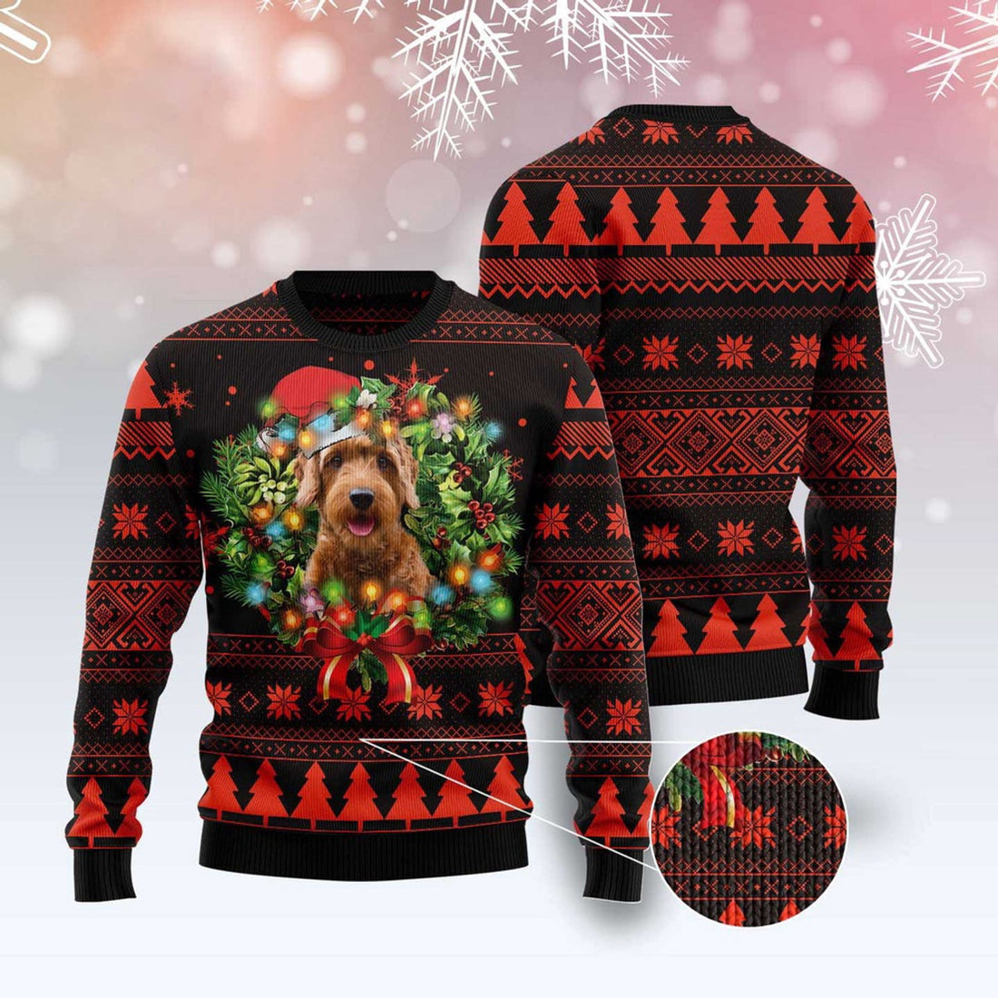 FUNSTUFFPRINT Goldendoodle Ugly Christmas Sweater, Christmas Sweater, Ugly Sweater, Funny Xmas Sweaters Ugly Sweater
