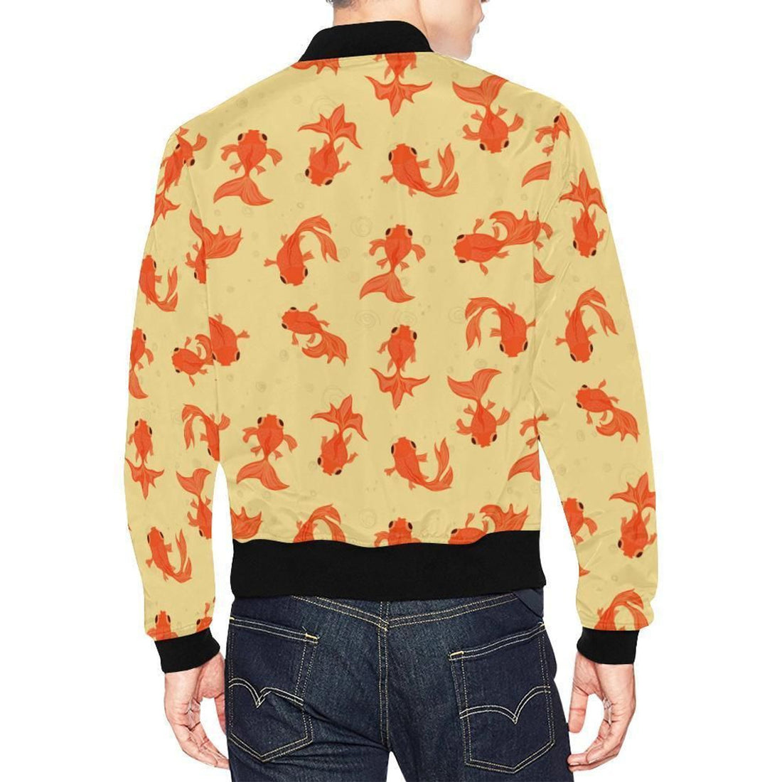 FUNSTUFFPRINT Goldfish Pattern Print Mens 3D Bomber Jacket