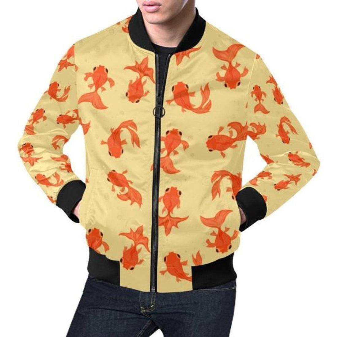 FUNSTUFFPRINT Goldfish Pattern Print Men's 3D Bomber Jacket