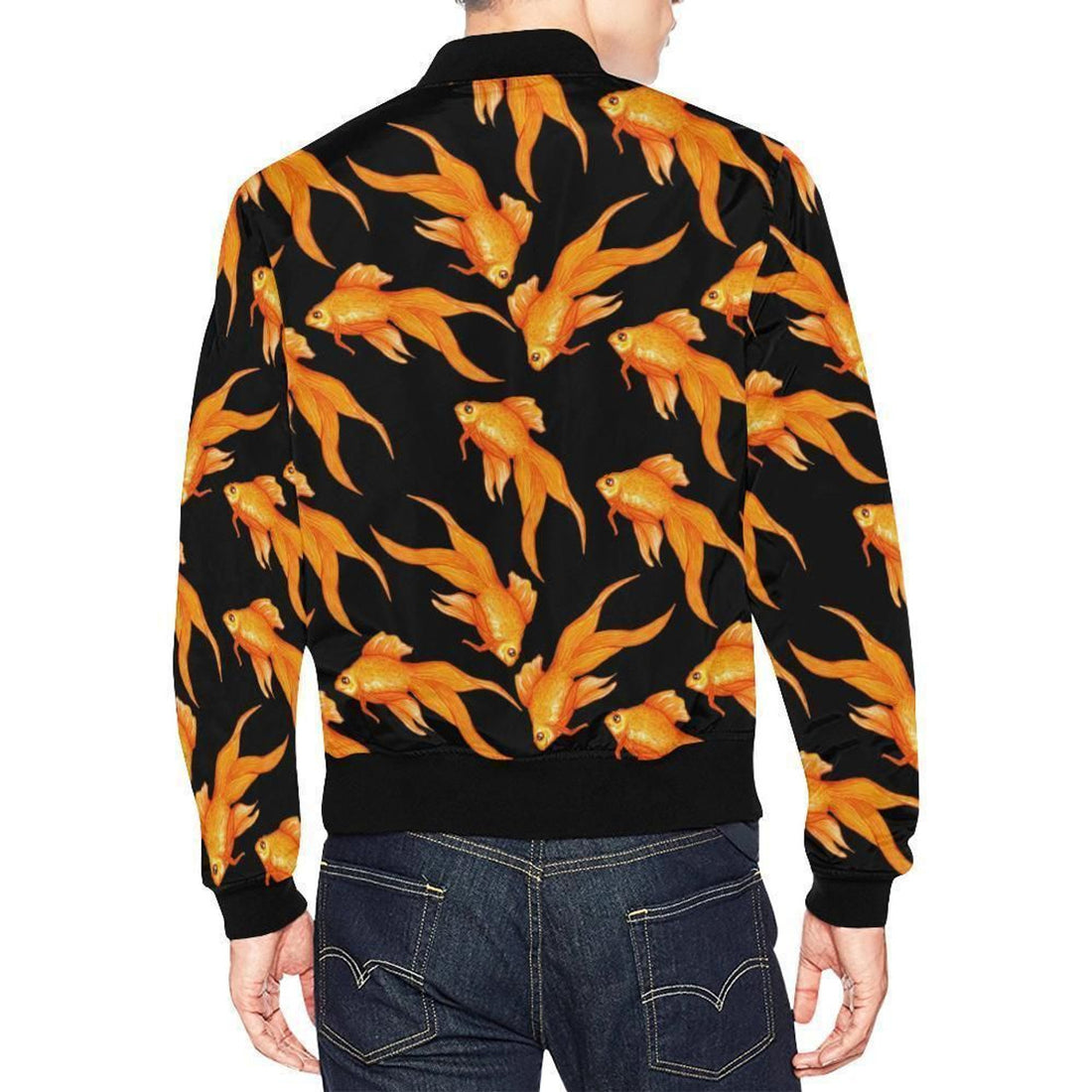FUNSTUFFPRINT Goldfish Print Pattern Mens 3D Bomber Jacket
