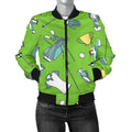 FUNSTUFFPRINT Golf Green Print Pattern Women Casual 3D Bomber Jacket