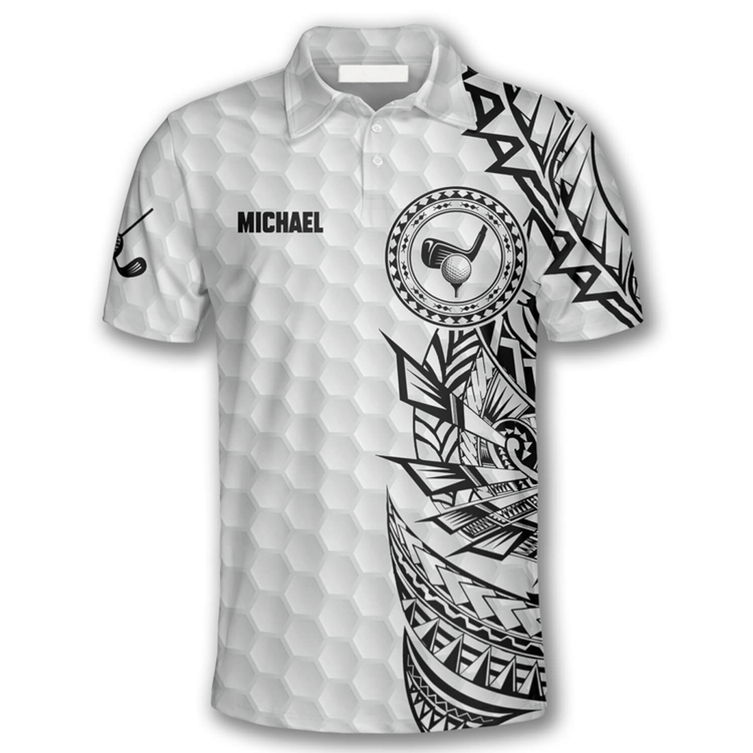 Custom Golf Pattern Tribal White Version Custom Golf Polo Shirts for Men