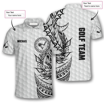 Custom Golf Pattern Tribal White Version Custom Golf Polo Shirts for Men