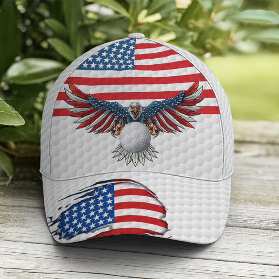 FUNSTUFFPRINT Golf American Flag Eagle Golf Ball Pattern Baseball Cap