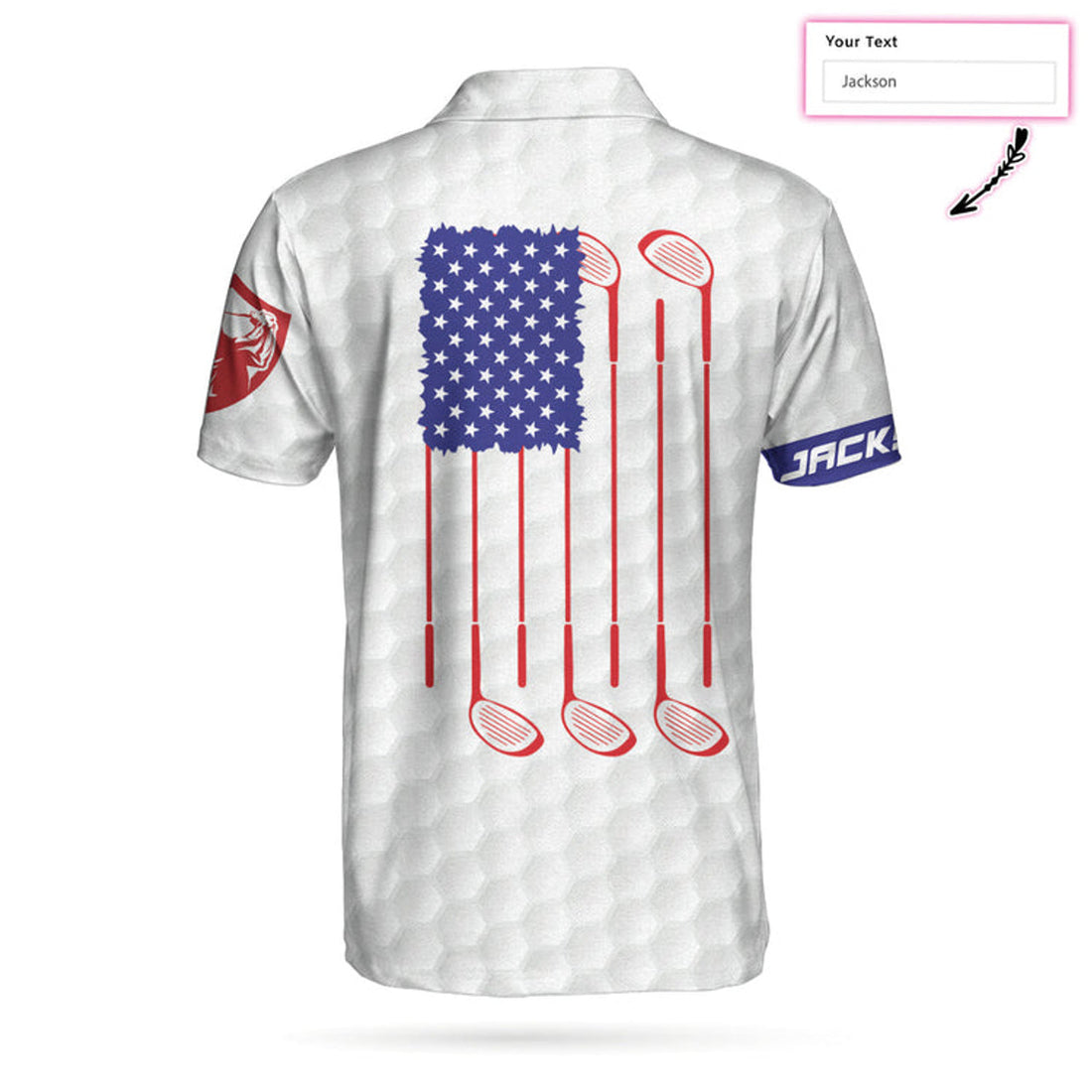 Custom Golf American Flag New Custom Polo Shirt, White Golf Pattern Personalized Polo Shirt, Patriotic Golf Shirt For Men