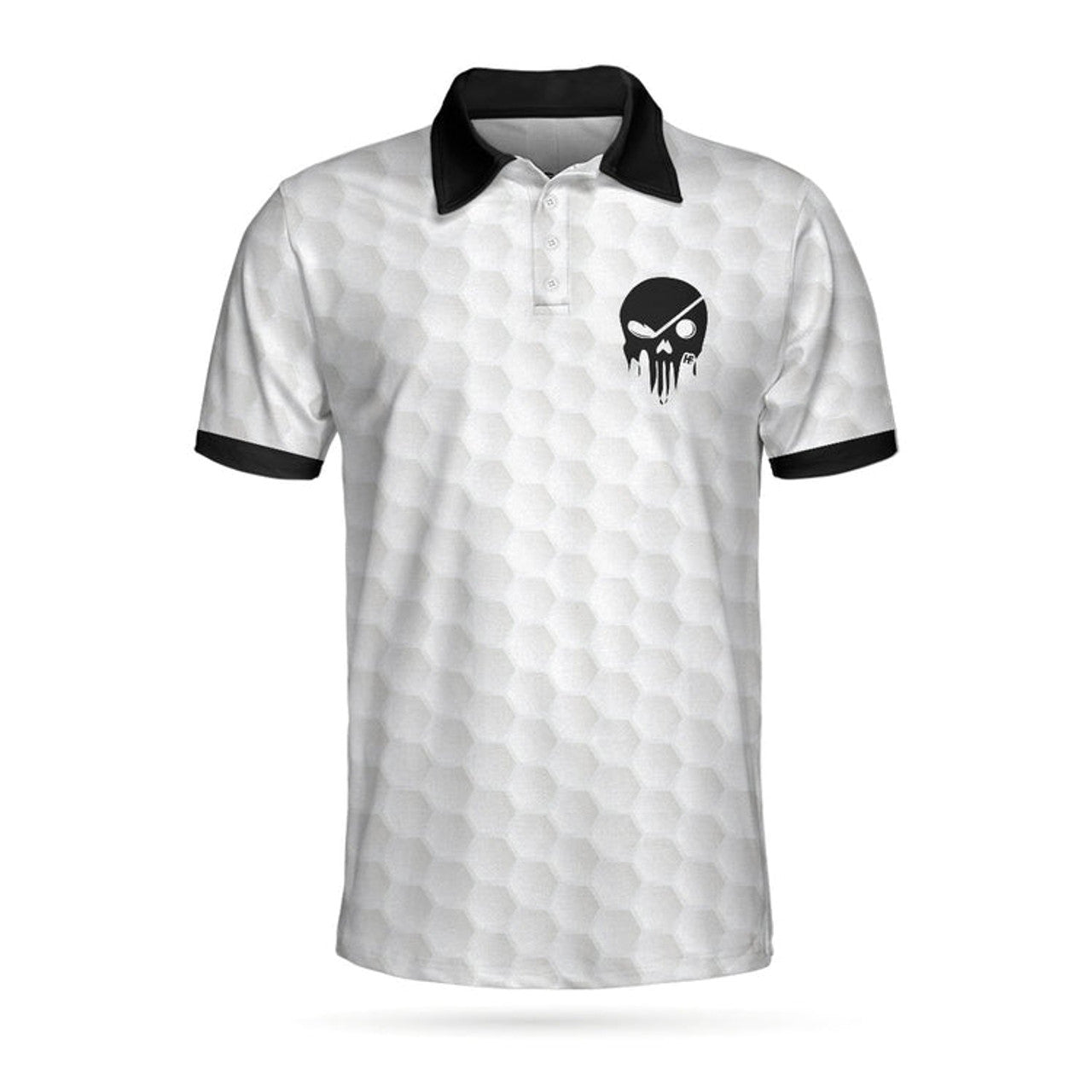 Golf Ball Pattern Skull Polo Shirt, Black And White American Flag Polo Shirt, Best Golf Shirt For Men