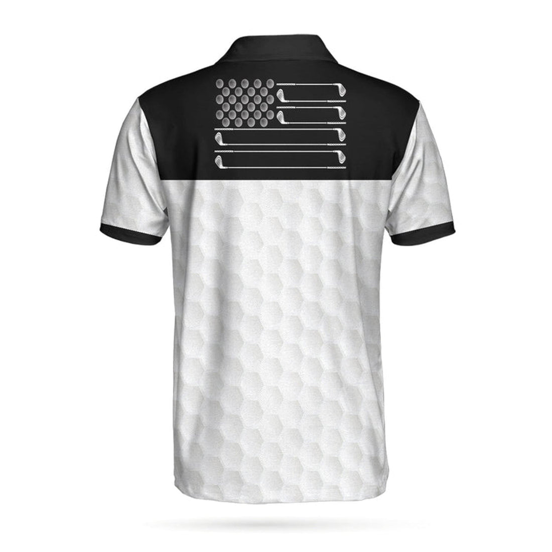 Golf Ball Pattern Skull Polo Shirt, Black And White American Flag Polo Shirt, Best Golf Shirt For Men