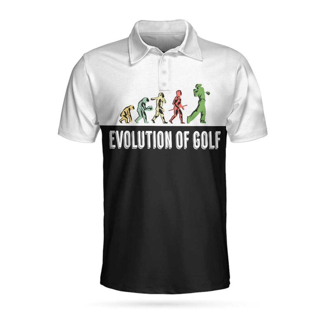 Golf Evolution Vintage Short Sleeve Polo Shirt, Elegant Back And White Polo Shirt, Best Golf Shirt For Men