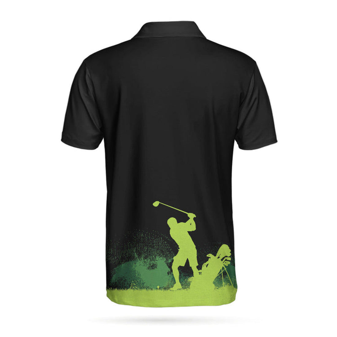 Golf Grunge Graphic Golf Polo Shirt, Wet Paint Silhouette Black Polo Shirt, Best Golf Shirt For Men