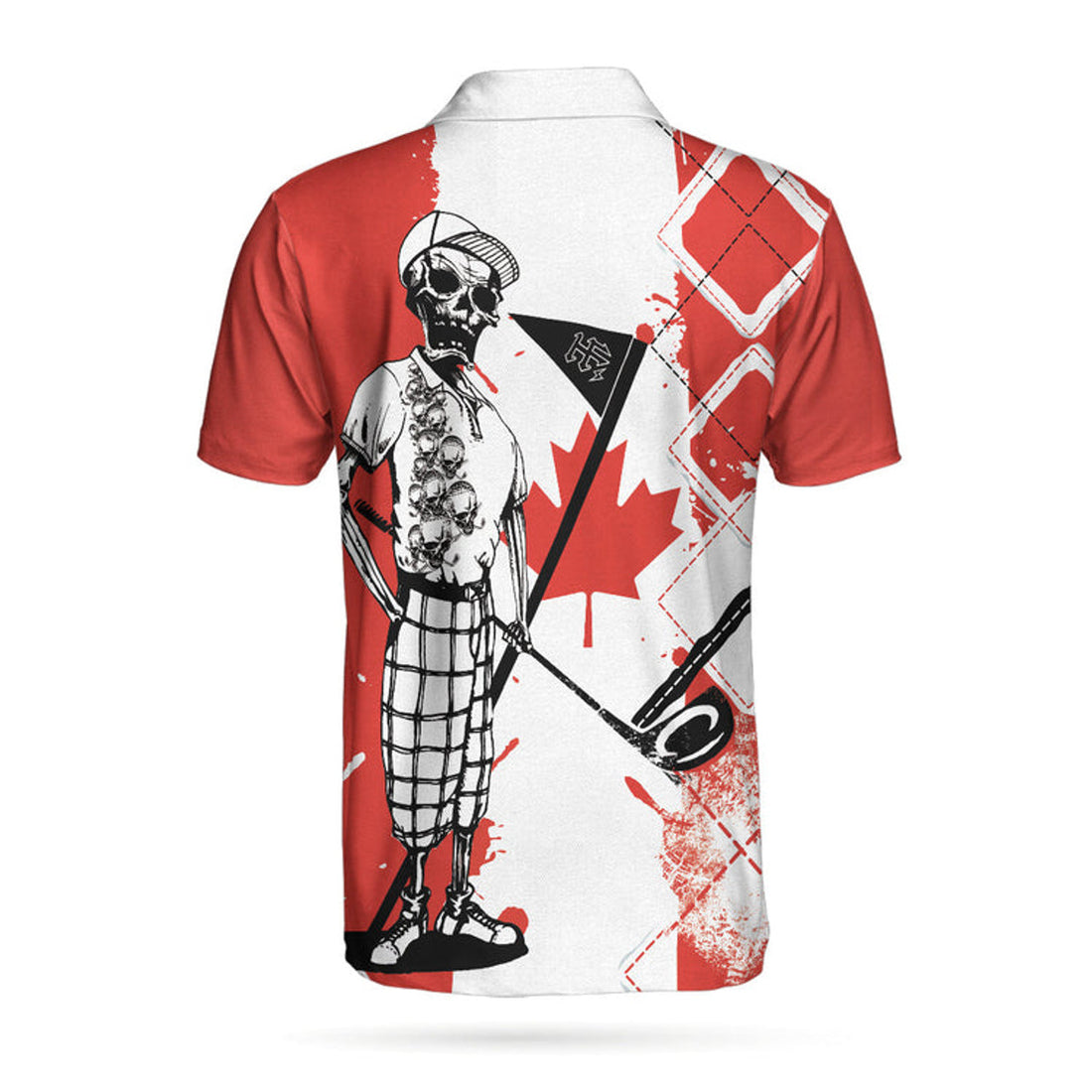 Golf I Like It Rough Canada Flag Polo Shirt, Argyle Pattern Skeleton Golfing Polo Shirt, Funny Golf Shirt For Men