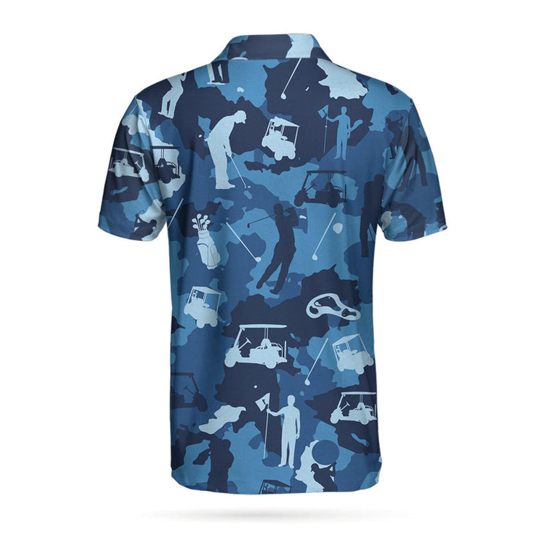 Golf Ocean Blue Camouflage Polo Shirt, Streetwear Golfing Polo Shirt, Camo Golf Shirt For Men