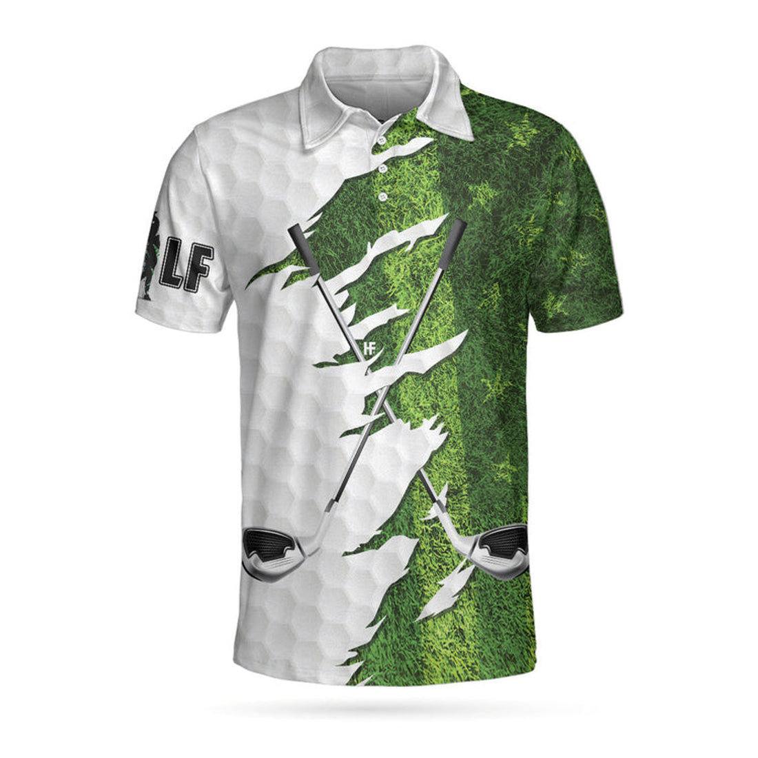 Golf Ripped Clubs & Course American Golfer Polo Shirt, Green American Flag Polo Shirt, Patriotic Golf Shirt For Men