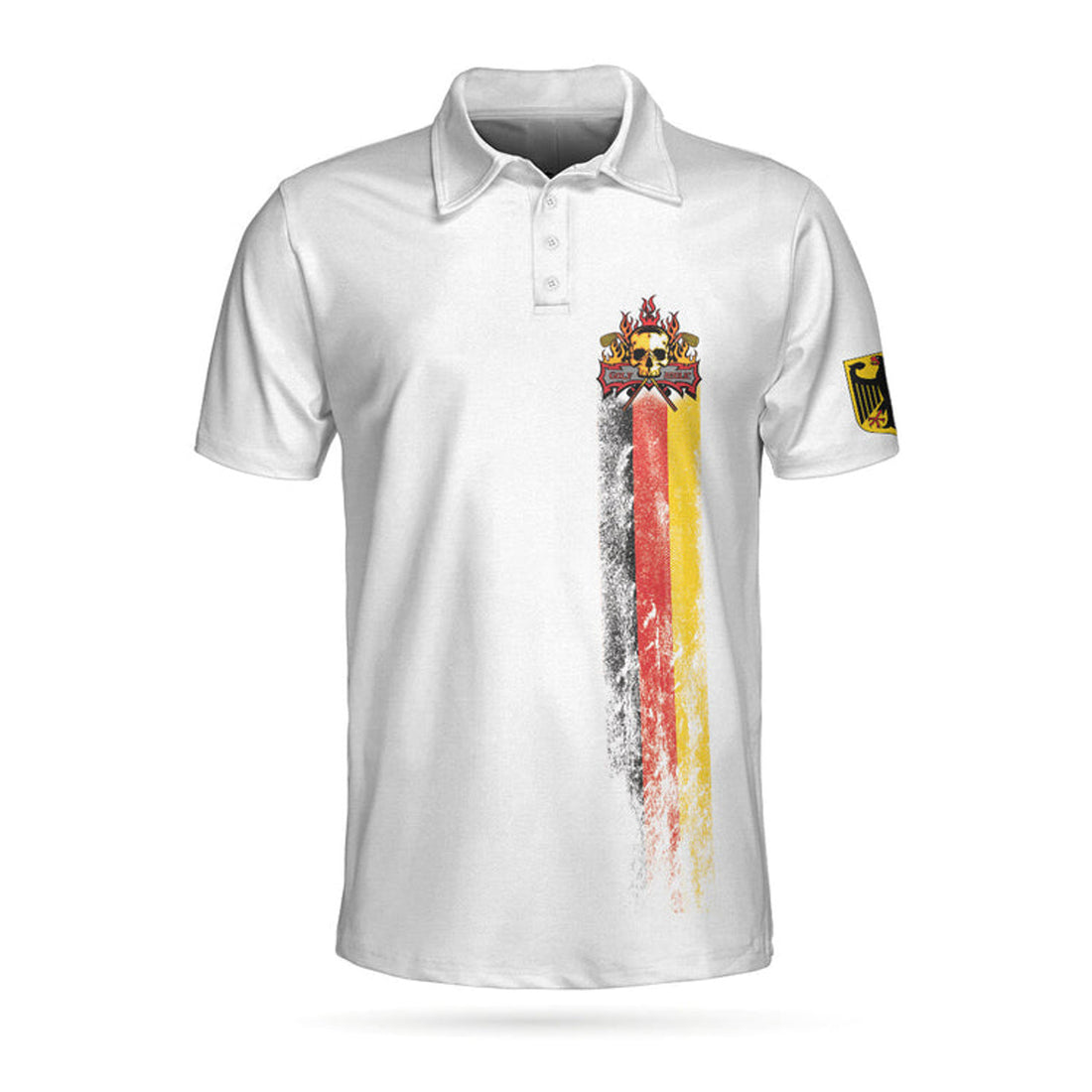 Golf Skull German Flag Short Sleeve Polo Shirt, Black Wet Paint Skull Polo Shirt, Germany Golf Shirt For Men