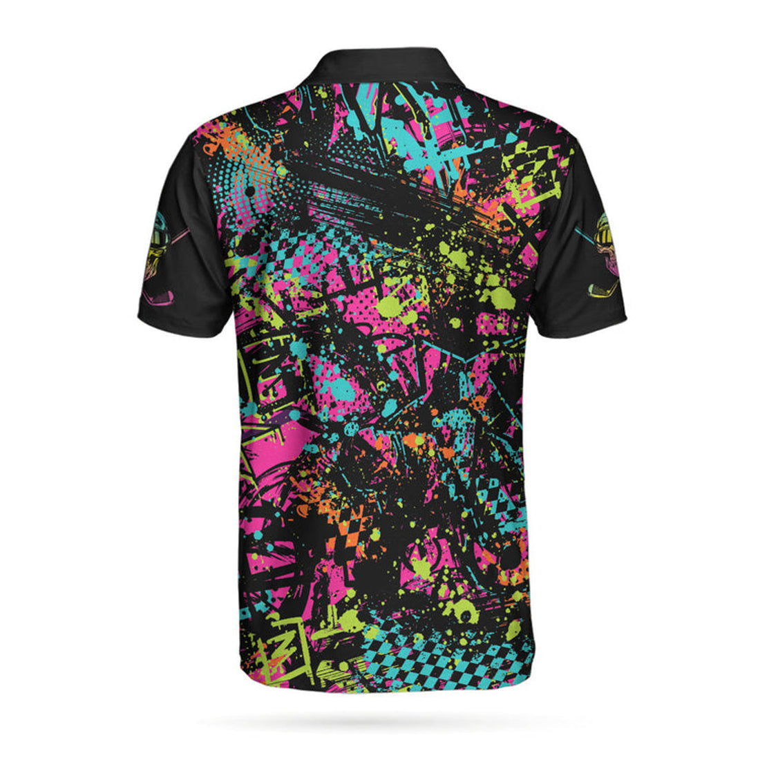 Golf Skull Graffiti Short Sleeve Polo Shirt, Streetwear Polo Shirt, Best Golf Shirt For Men