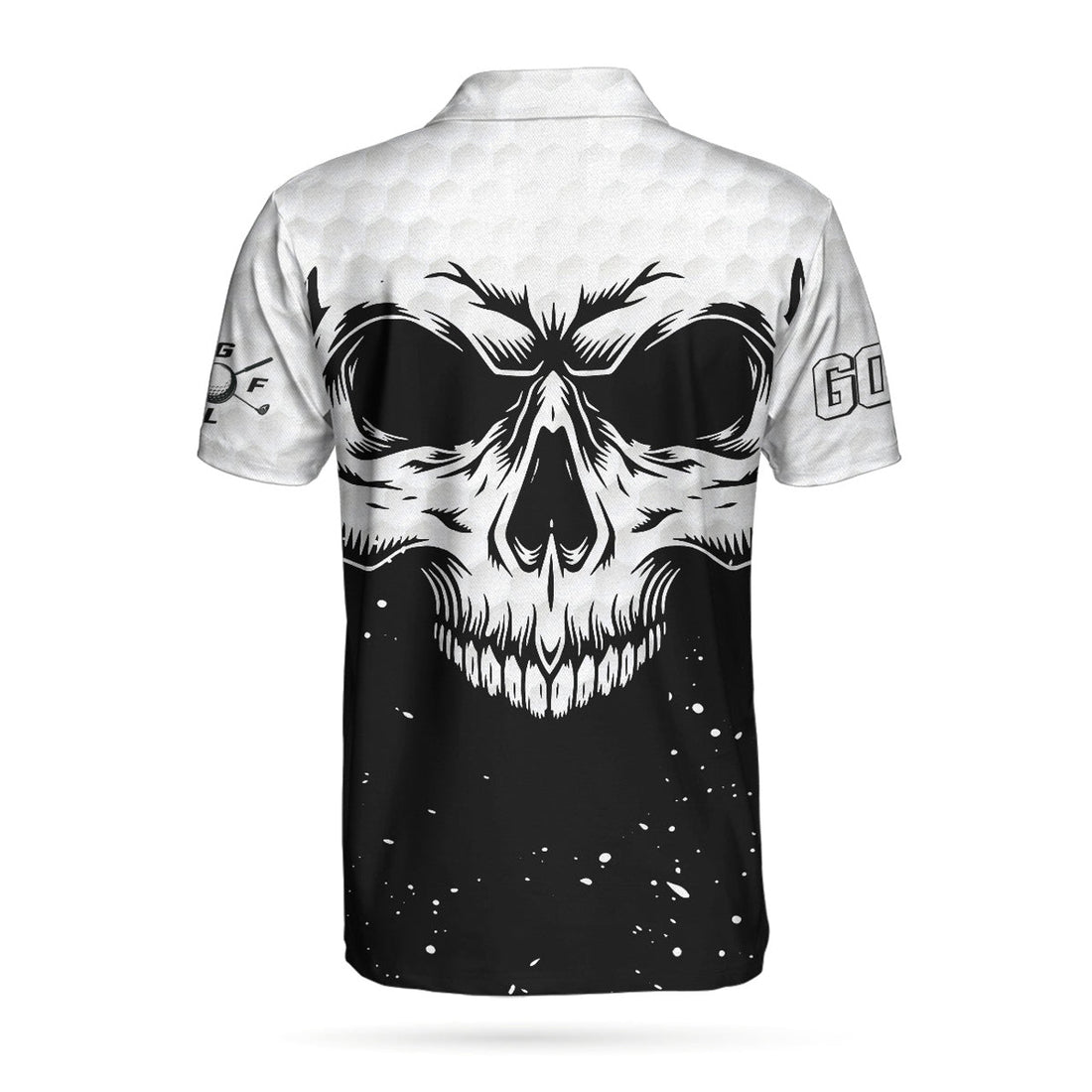 Golf Skull Pattern Black And White Polo Shirt, Golf Pattern Polo Shirt, Best Golf Shirt For Men