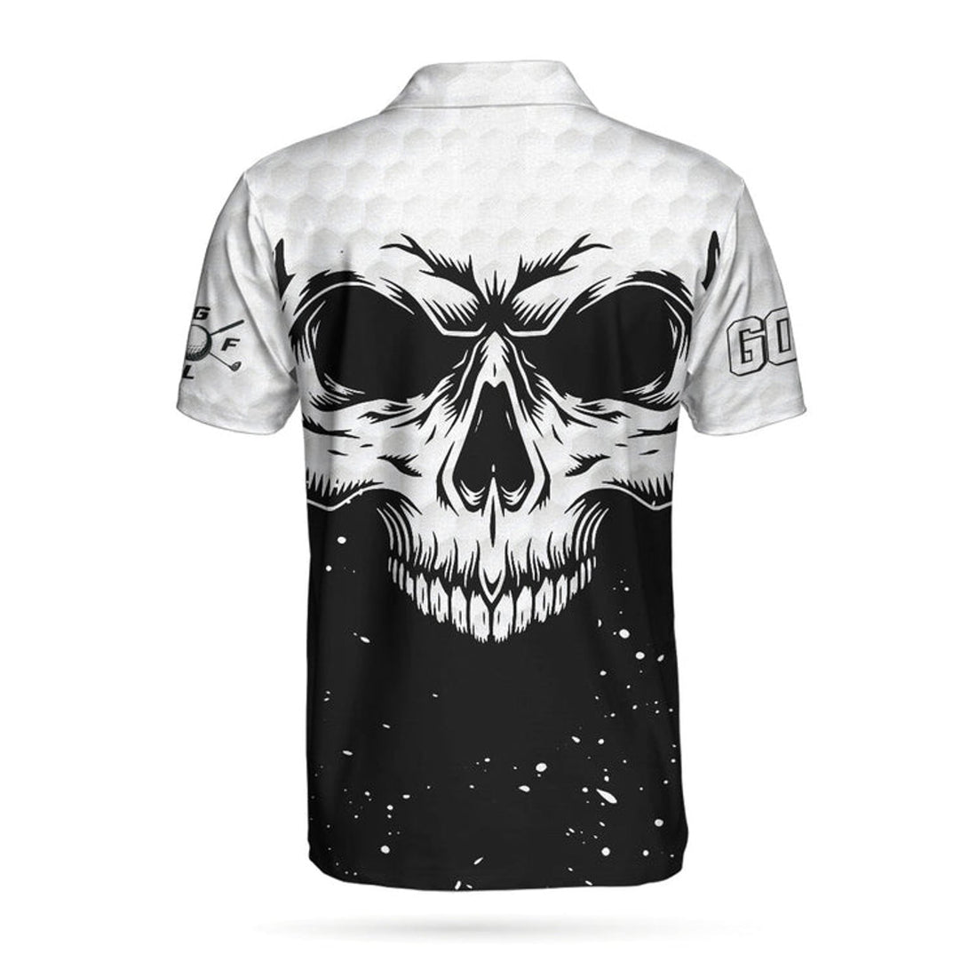 Golf Skull Pattern Black And White Polo Shirt, Golf Pattern Polo Shirt, Best Golf Shirt For Men