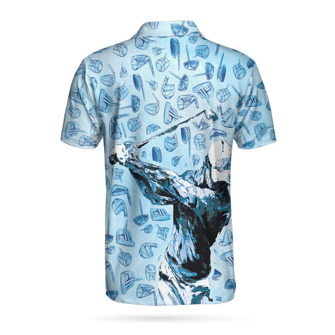 Golf Swing Abstract With Golf Club Header Pattern Golf Polo Shirt, Sky Blue Golf Shirt For Men