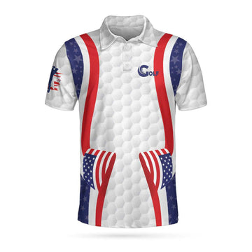 Symmetric Curve American Flag Golf Pattern Polo Shirt, USA Golf Polo Shirt, Patriotic Golf Shirt For Men - Best Gift For Golf Lovers