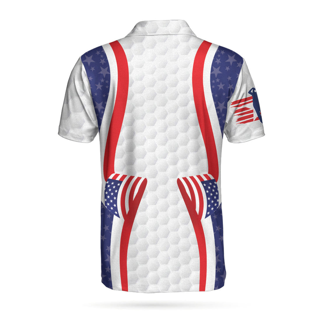 Symmetric Curve American Flag Golf Pattern Polo Shirt, USA Golf Polo Shirt, Patriotic Golf Shirt For Men - Best Gift For Golf Lovers