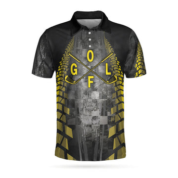 Golf Yellow Pattern Short Sleeve Polo Shirt, Checker Pattern Racing Polo Shirt, Best Golf Shirt For Men