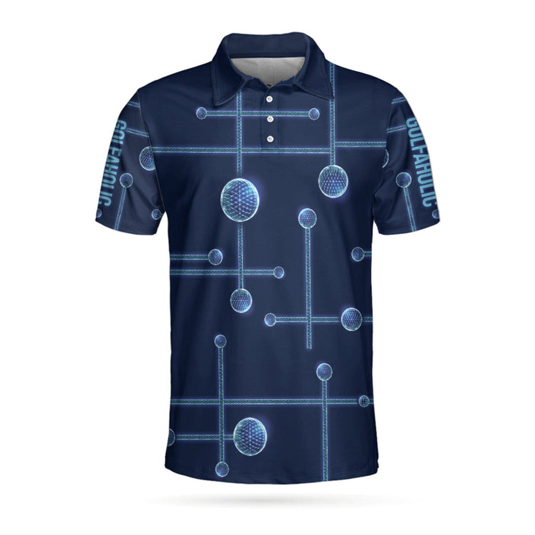Golfaholic Geometric Golf Ball Low Poly Design Polo Shirt, Digital Golf Polo Shirt, Best Golf Shirt For Men