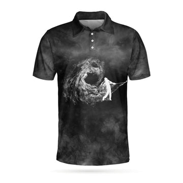 Golfer On Smoke Background Polo Shirt, Black Smoke Golfing Polo Shirt, Best Golf Shirt For Men